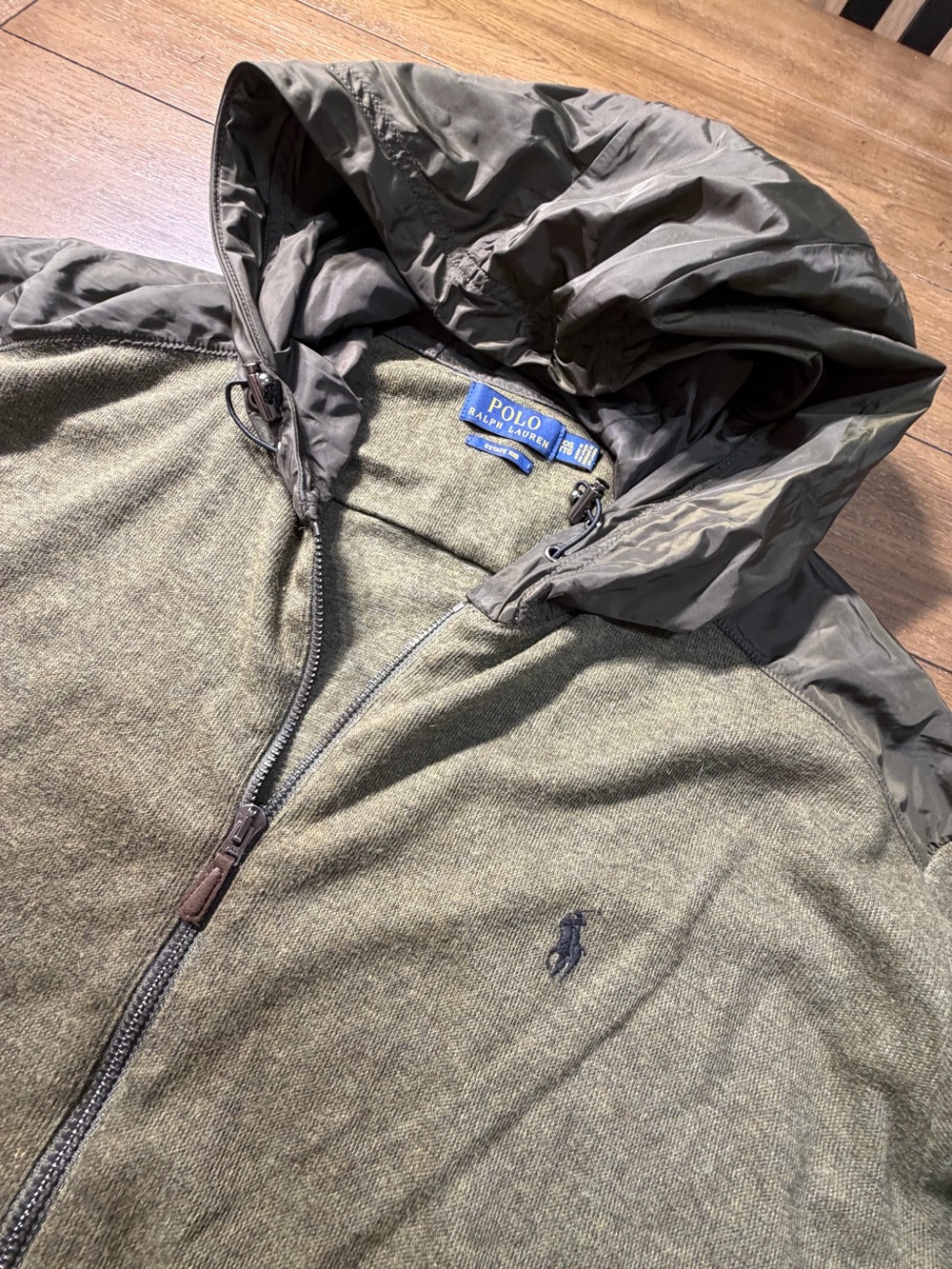 Polo by Ralph Lauren Olive Green Zip Front Hooded Knit Jacket - Picture 2 of 5
